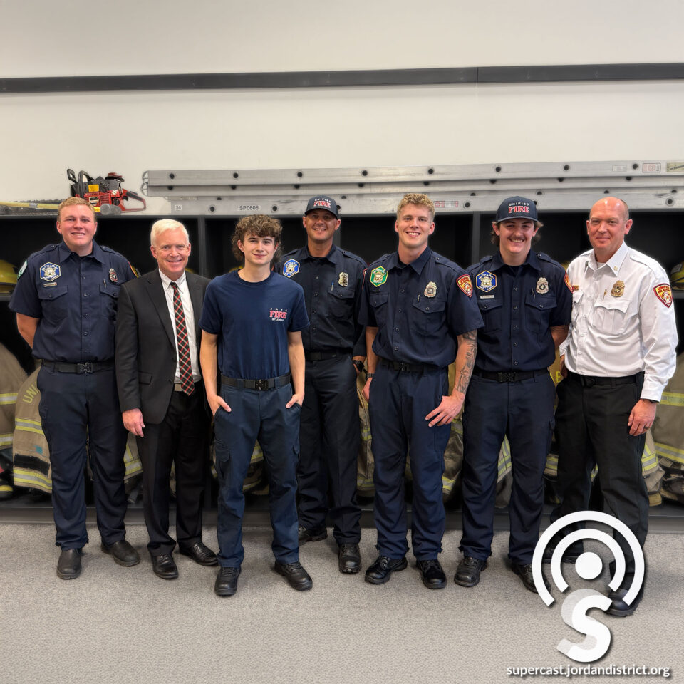 Superintendent with firefighting students
