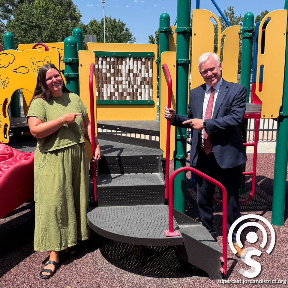 Superintendent at the playground with Josie